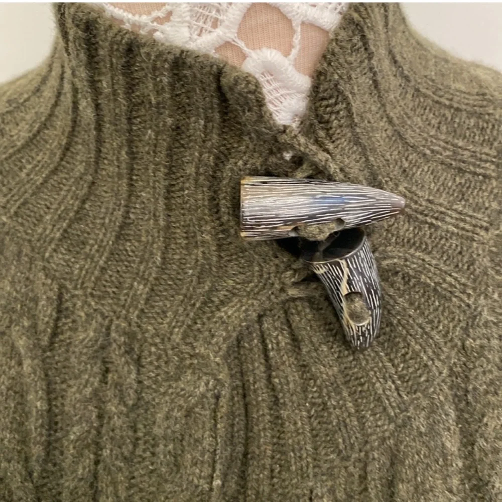 🔵LAUREN RALPH LAUREN Cable Knit Fringe Poncho - Picture 3 of 5